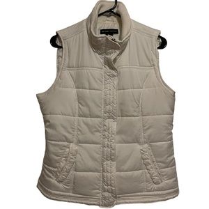 New York & Company White Puffer Vest Size Large